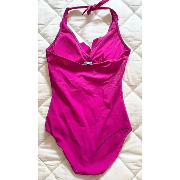 SPANX Love Your Assets Ruffle Halter Deep V One Piece Swim Size XL - Picture 4 of 6